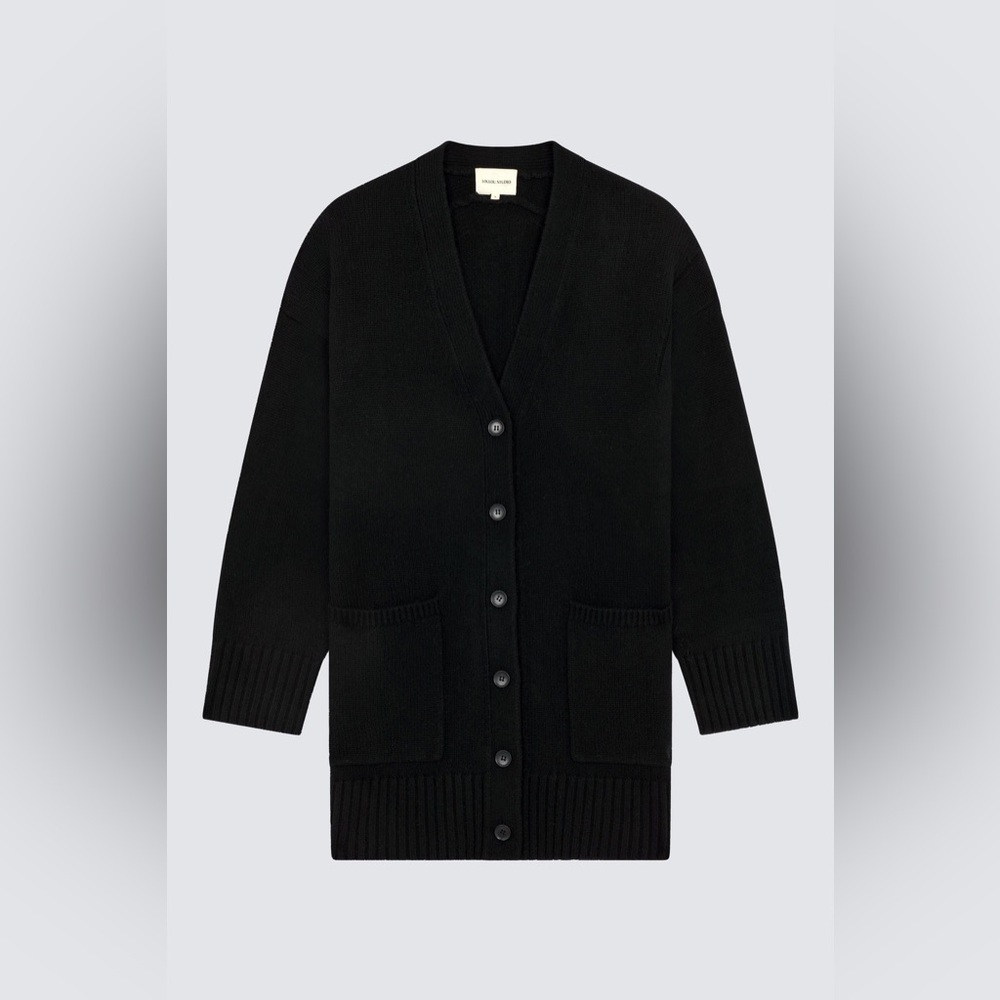 Loulou Studio Maio Black Wool Cashmere Blend Button Knit Cardigan Size Small
